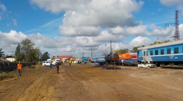 Пожарный поезд филиала ФГП ВО ЖДТ России на Горьковской ж.д. принял участие в полигонных учениях